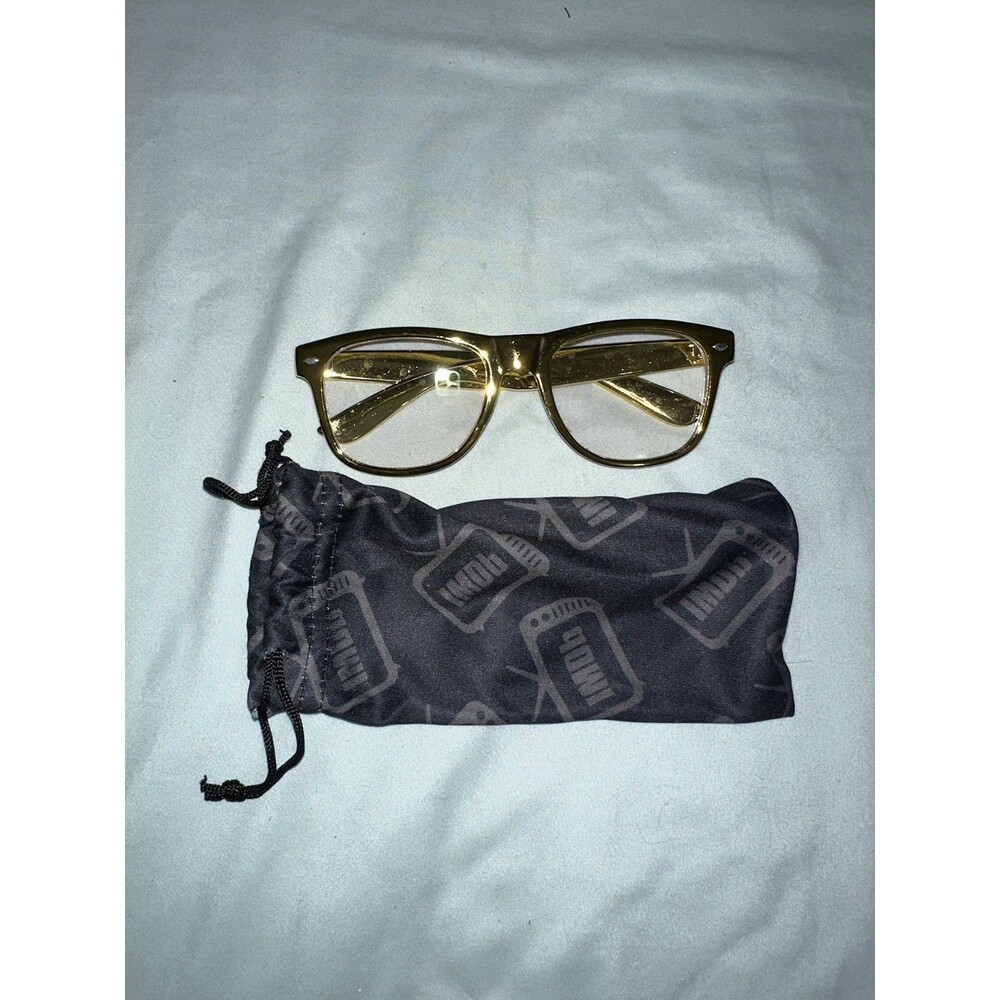 IMDb Exclusive Gold Promo Glasses with Drawstring Pouch – Rare Collectible Swag